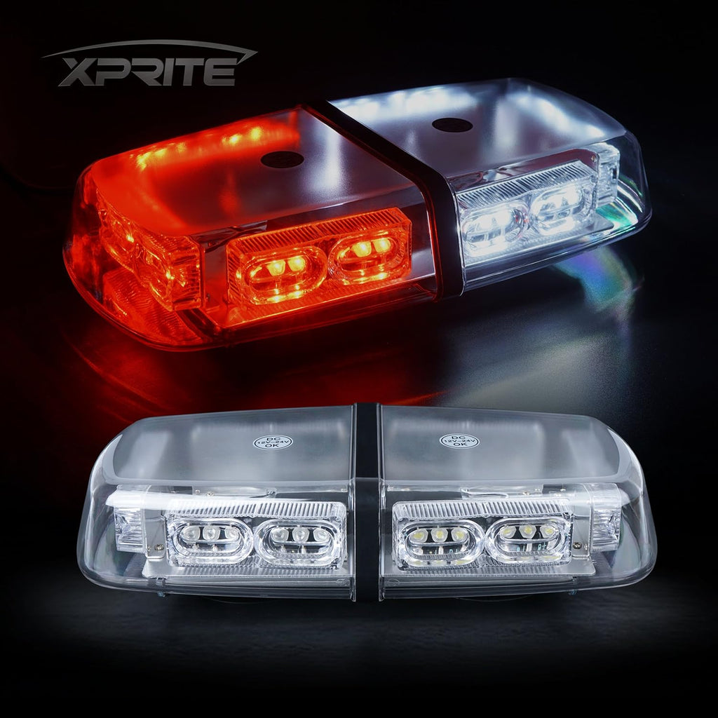 White Red 36 LED Rooftop Mini Bar Strobe Lights with Magnetic Base, Pack of 2 I416