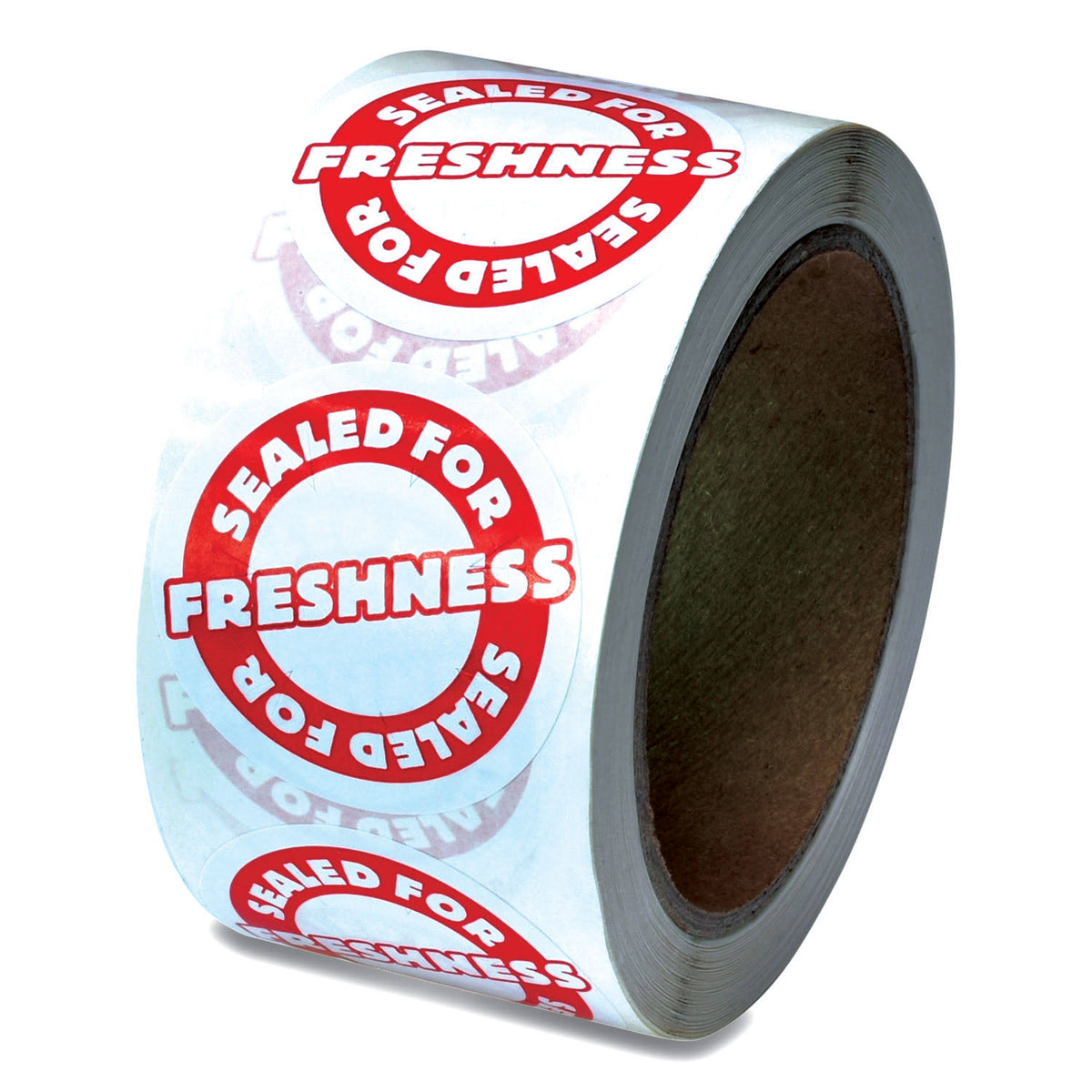 Tamper Seal Label, 2x22 Dia, Red/White, 500/Roll Q389911