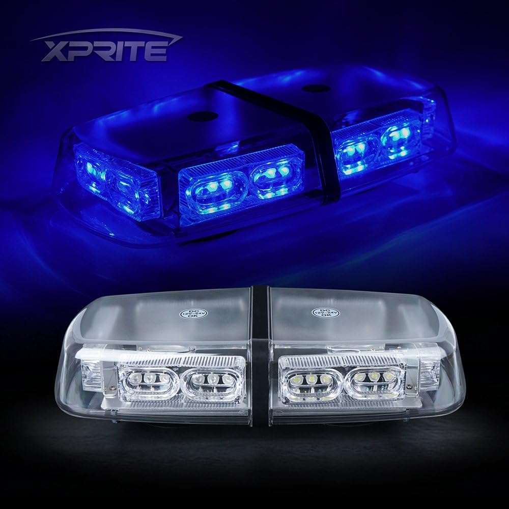 White Red 36 LED Rooftop Mini Bar Strobe Lights with Magnetic Base, Pack of 2 I416