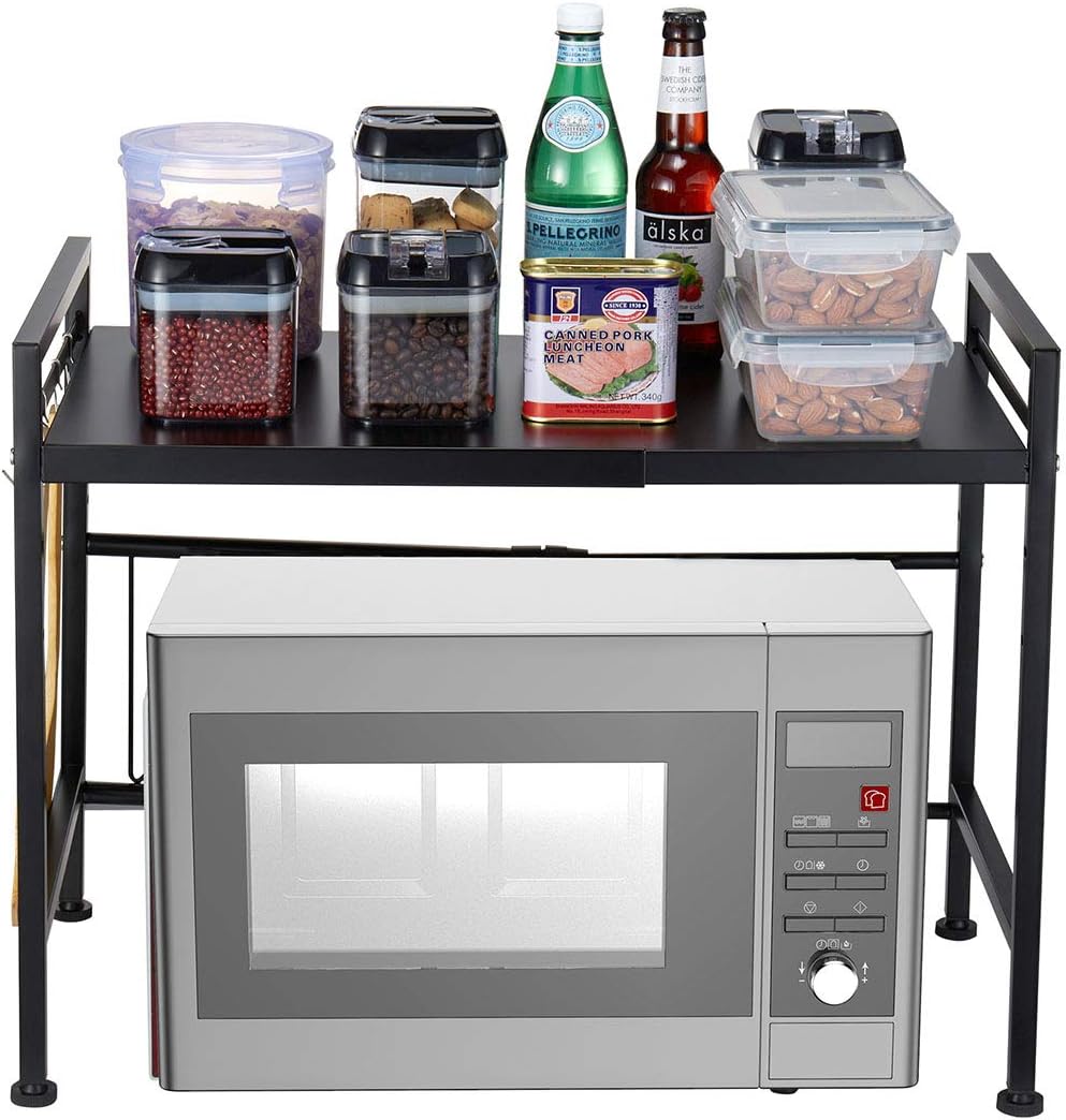 2-Tier Black Carbon Steel Microwave Shelf M73057