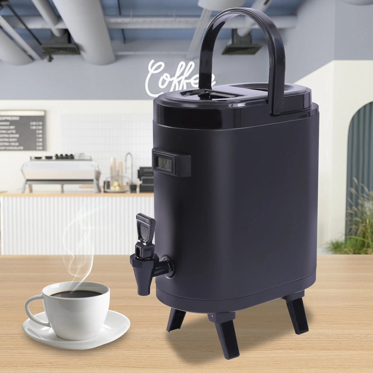Black Insulated Beverage Dispenser with Handle F961