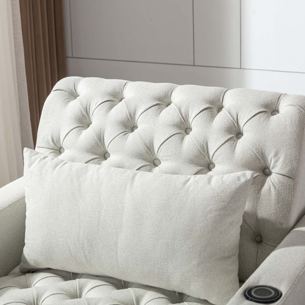 Beige Tufted 3 in 1 Sleeper Sofa with Pillow H2009