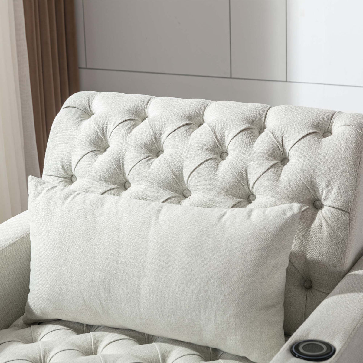 Beige Tufted 3 in 1 Sleeper Sofa with Pillow H2009