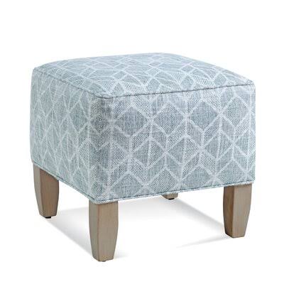 Blue and Gray and Beige Stripe Square Ottoman E8205