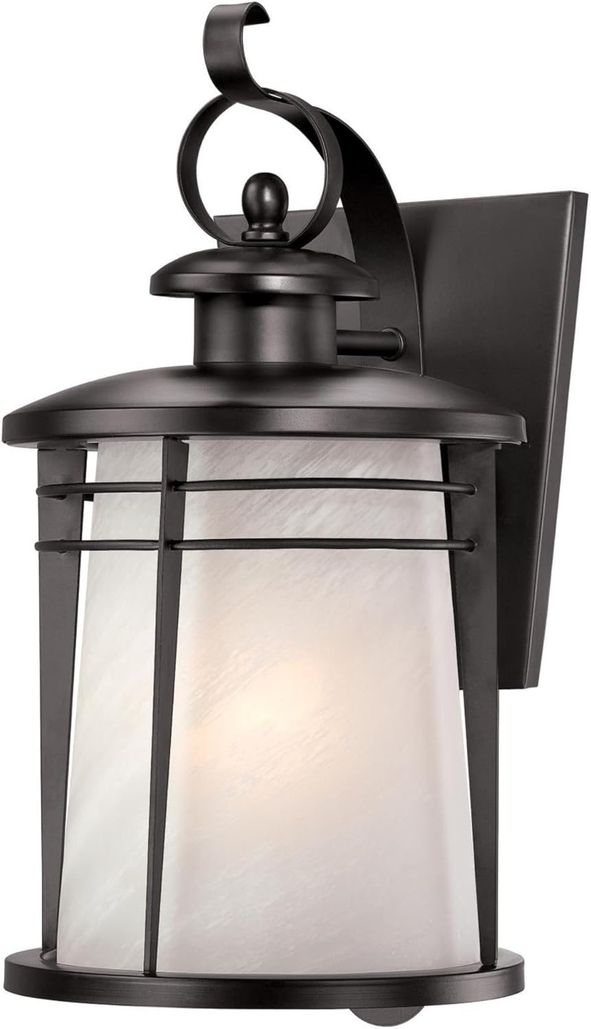 Weathered Bronze Steel White Alabaster Glass Exterior Wall Lantern, Pack of 2 J5527