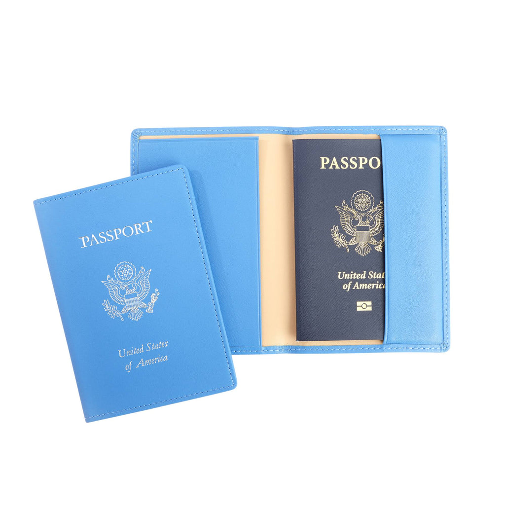 Blue Leather Passport Case O337