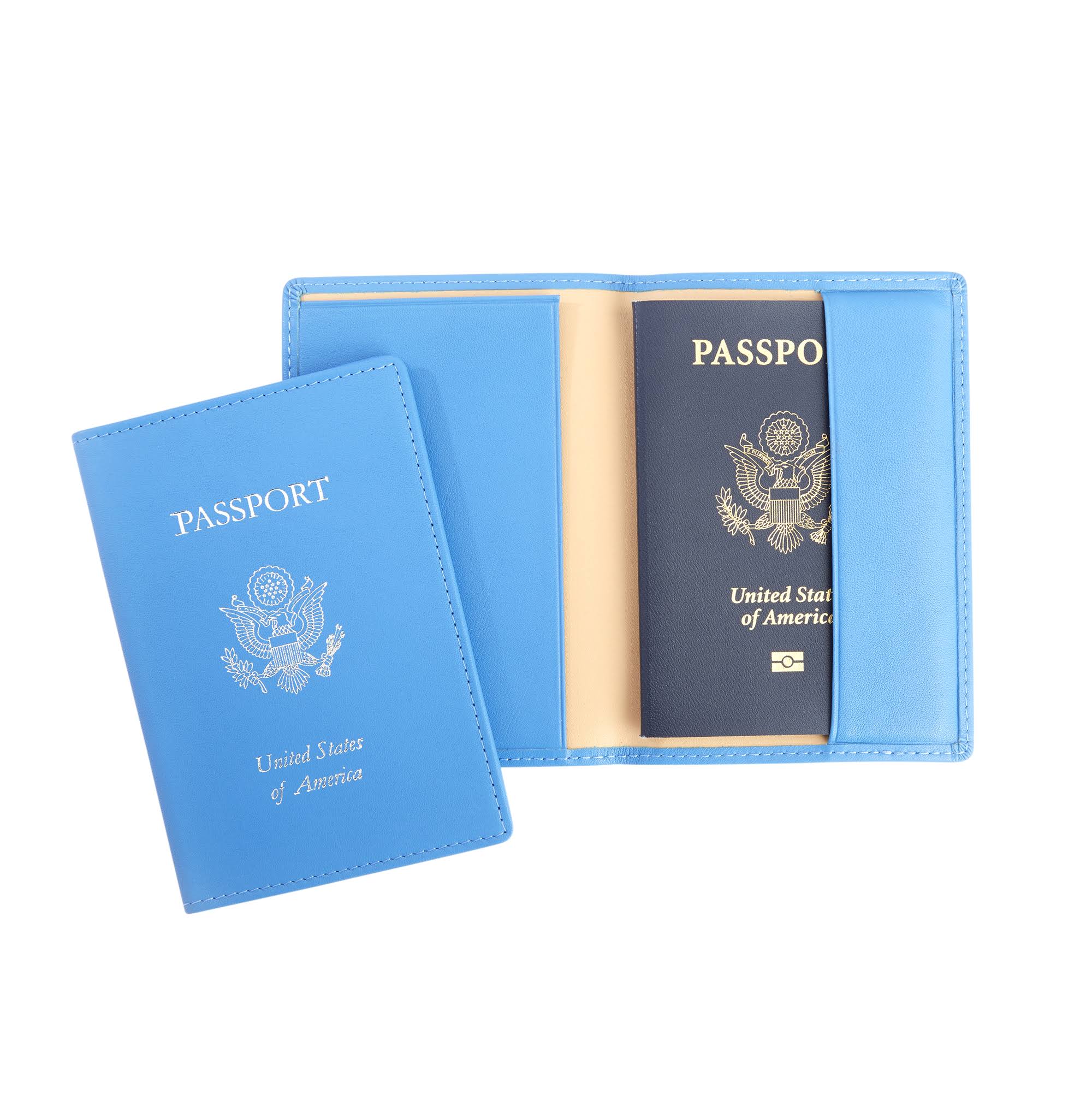 Blue Leather Passport Case O337