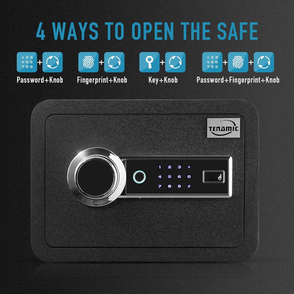 Black Solid Alloy Steel Biometric Fingerprint Safe Box R974431