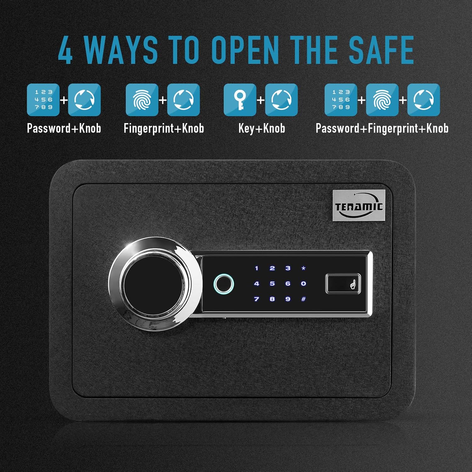 Black Solid Alloy Steel Biometric Fingerprint Safe Box R974431