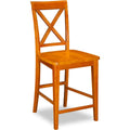 Caramel Latte Wood Seat Pub Chairs Set of 2 F4630