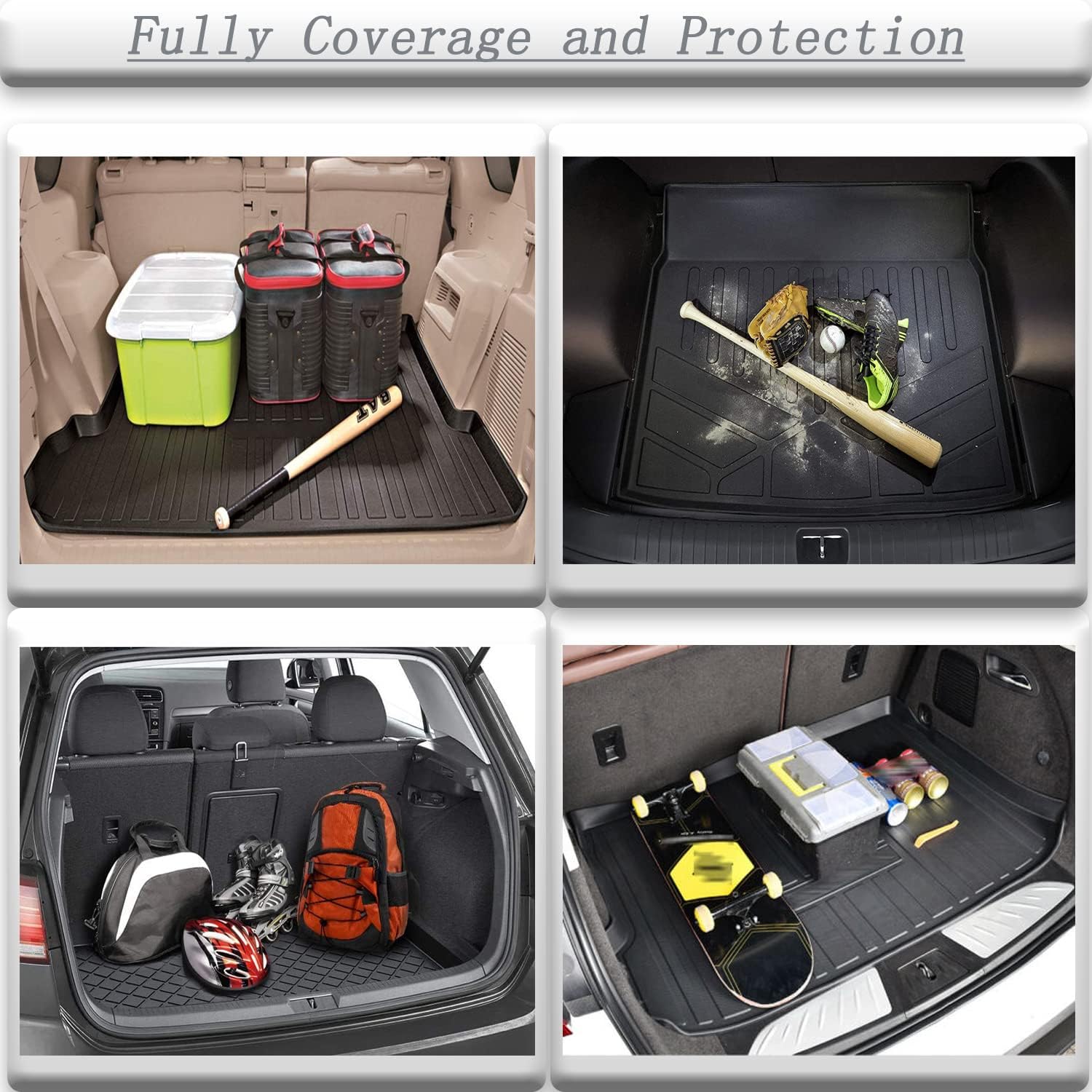 Cargo Liner Trunk Tray Cargo Mats Protector Custom Fit 3D Tech Waterproof Flexible TPO Pack of 2 Z82551