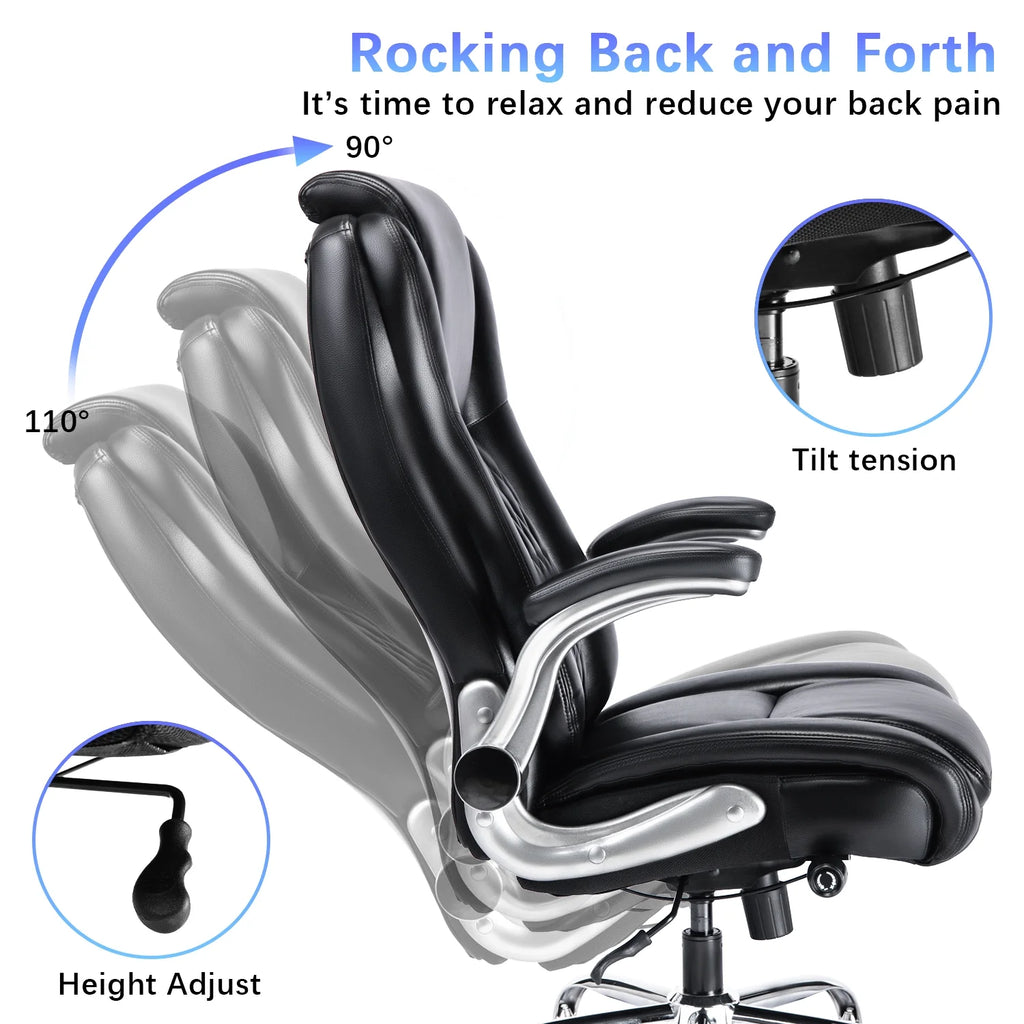 Ergonomic Office Chair with Flip-up Armrests, Black N243