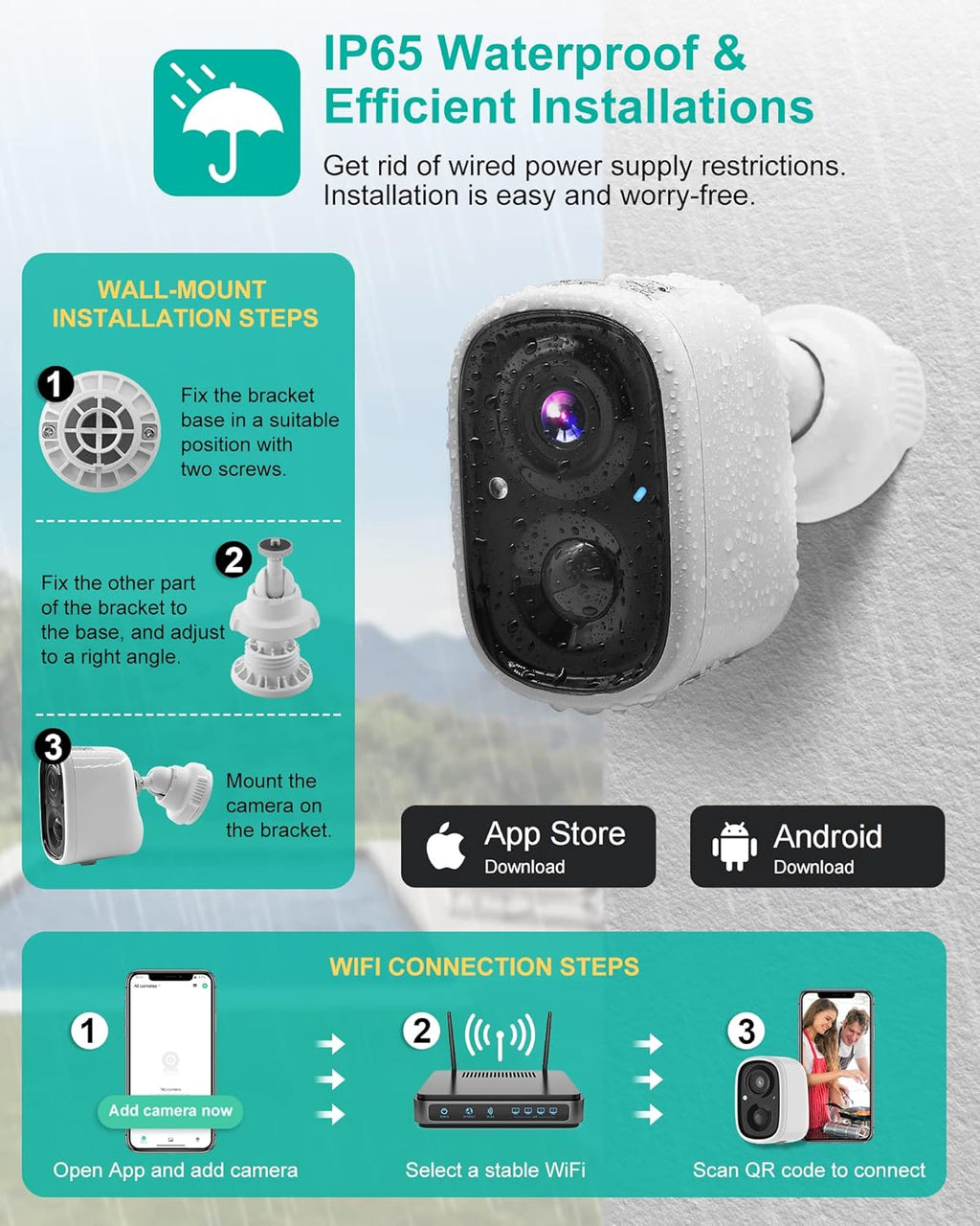 Wireless Outdoor Security Camera with 1080P FHD Color Night Vision H8541