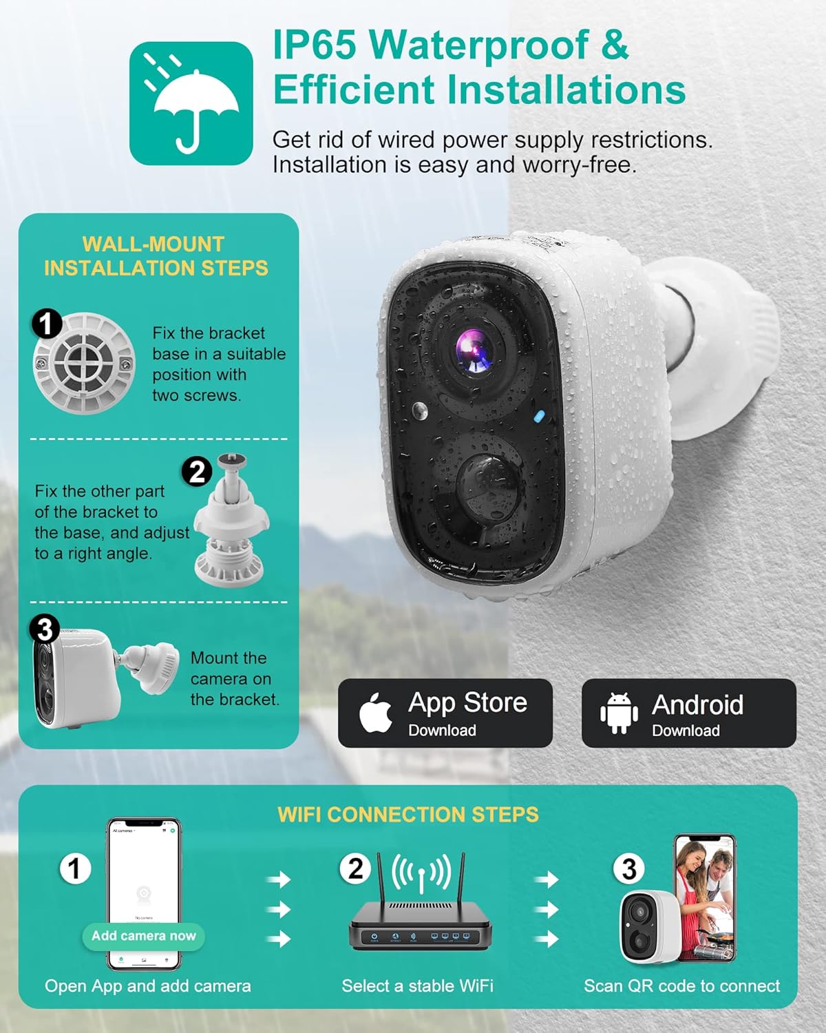 Wireless Outdoor Security Camera with 1080P FHD Color Night Vision H8541