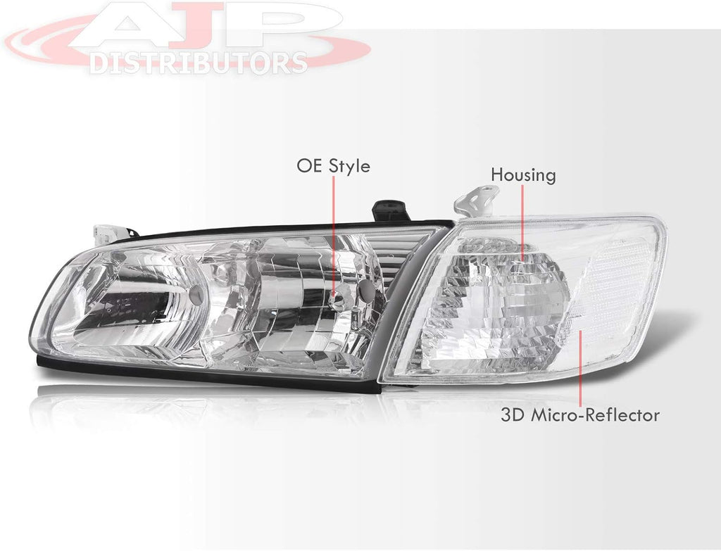 Chrome Housing Clear Lens Headlights Assembly Left Right Pair Bumper Corner Lights Lamps Set B367