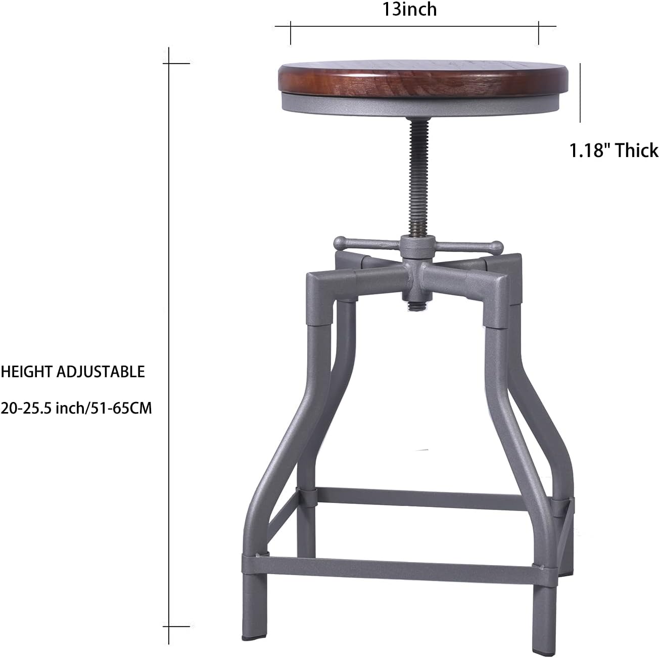 Set of 2 Metal and Wood Top Adjustable Bar Stool J3384