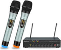 UHF Dual Channel Wireless Microphones with Bluetooth, Metal Cordless Handheld Dynamic Mics Z584725