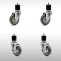 Set of 4 Stainless Steel Gray Polyurethane Wheels Casters L9649