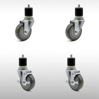 Set of 4 Stainless Steel Gray Polyurethane Wheels Casters L9649