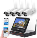 10.1 Monitor Wireless Security Camera System, 4pcs 3MP Indoor Outdoor Night Vision Camera, 1TB HDD O130