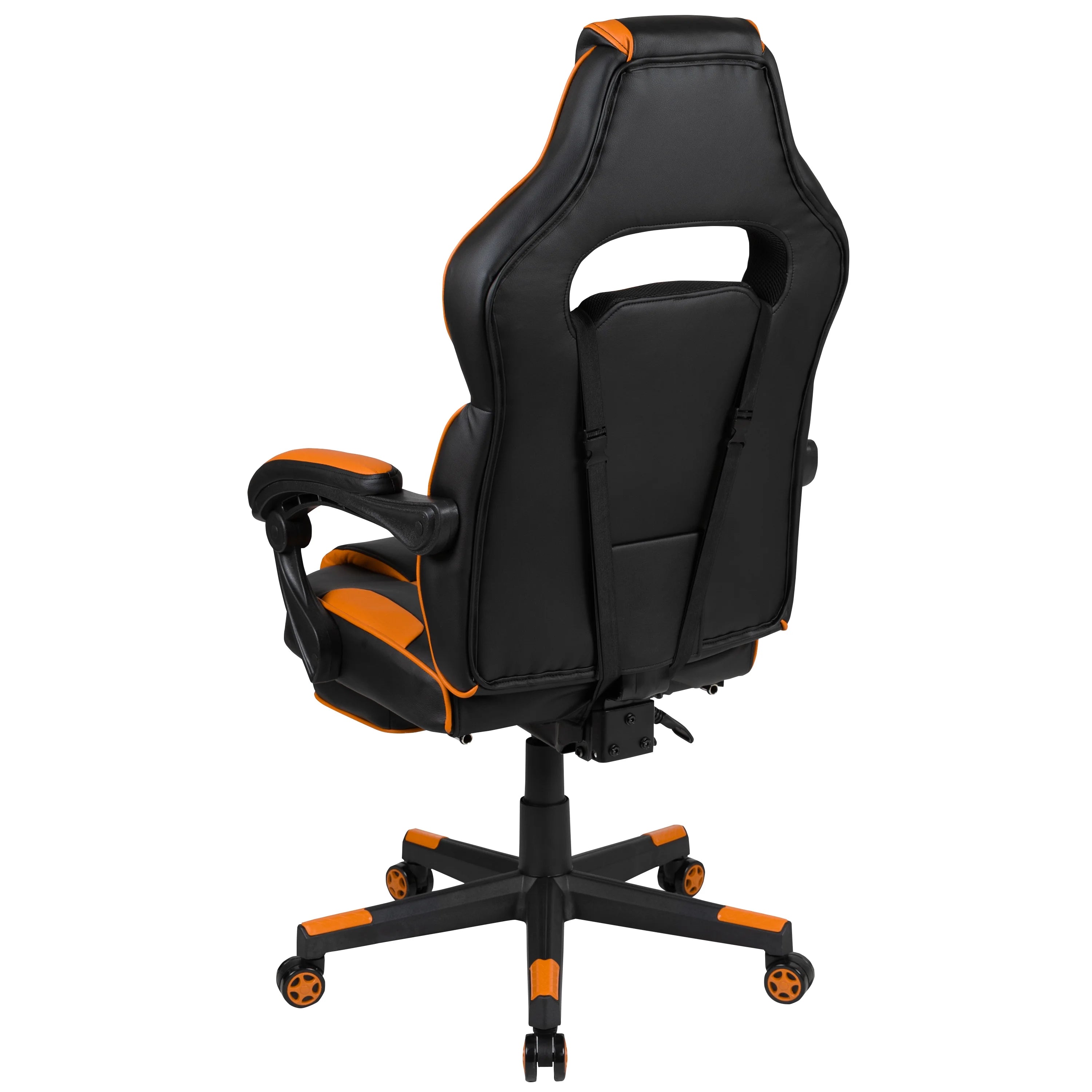 Black & Orange Gaming Chair with Footrest D64066