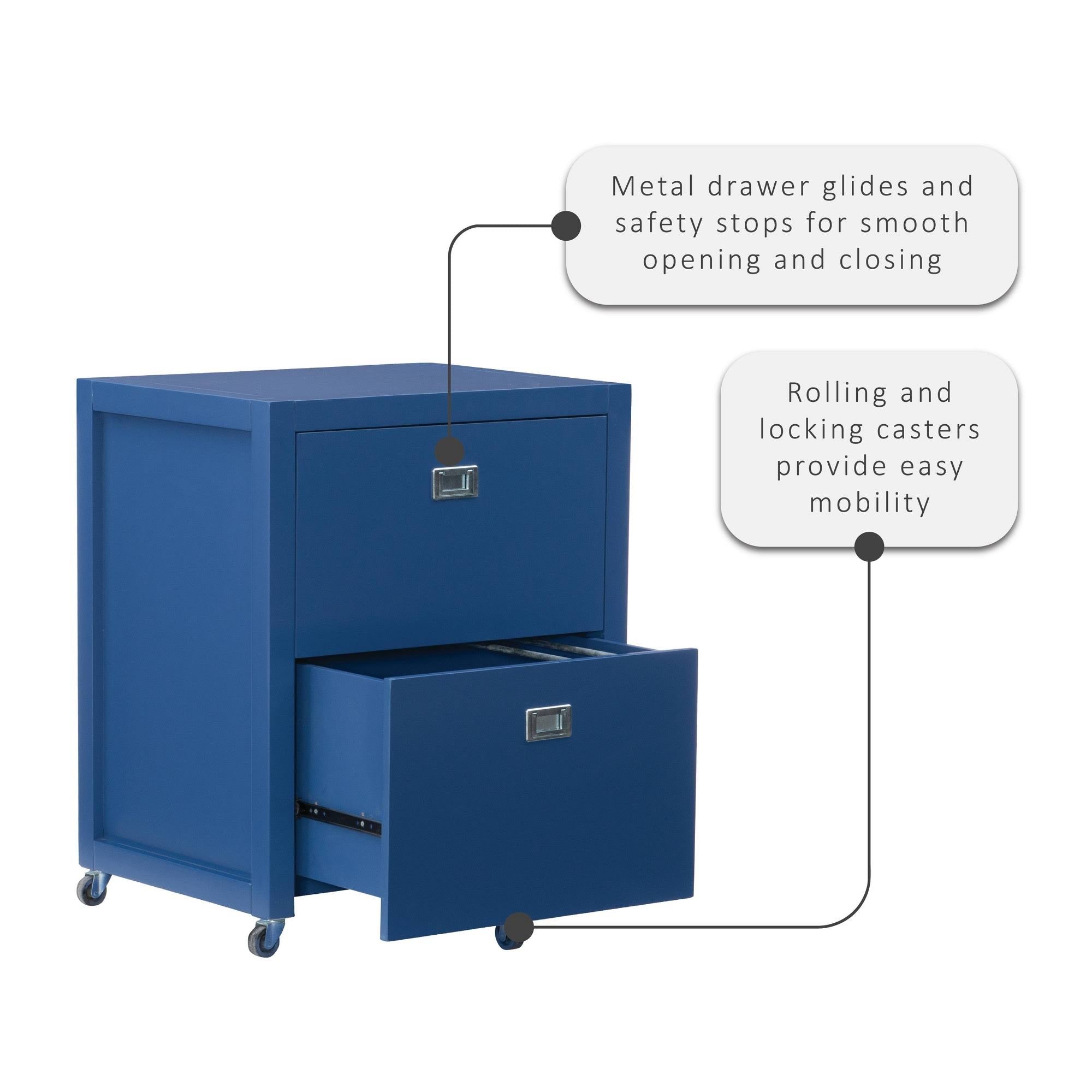Navy Rolling File Cabinet W8236