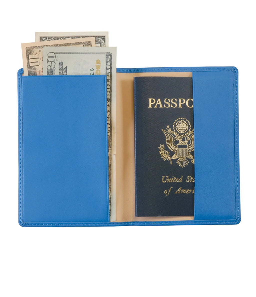 Blue Leather Passport Case O337