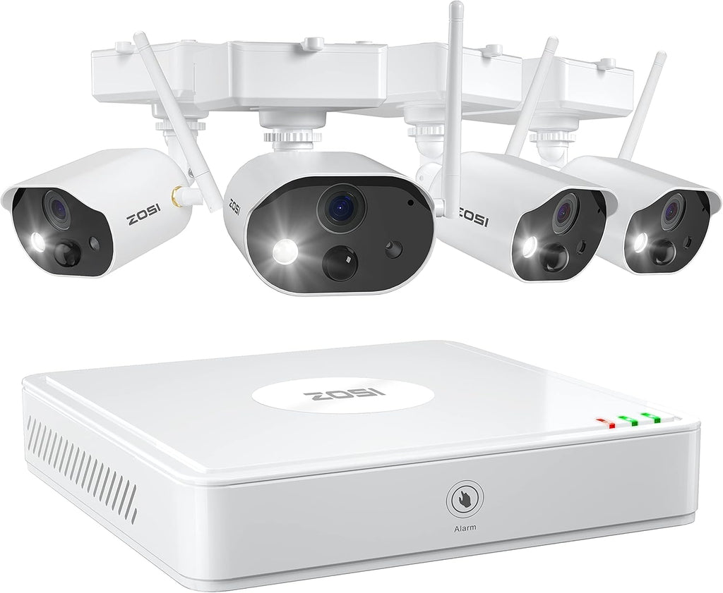 Wire Free Security Cameras System 4 Channel NVR with 4pcs 1080p Rechargeable Battery Powered Security Cameras W4134