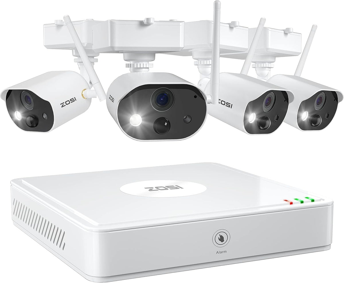Wire Free Security Cameras System 4 Channel NVR with 4pcs 1080p Rechargeable Battery Powered Security Cameras W4134