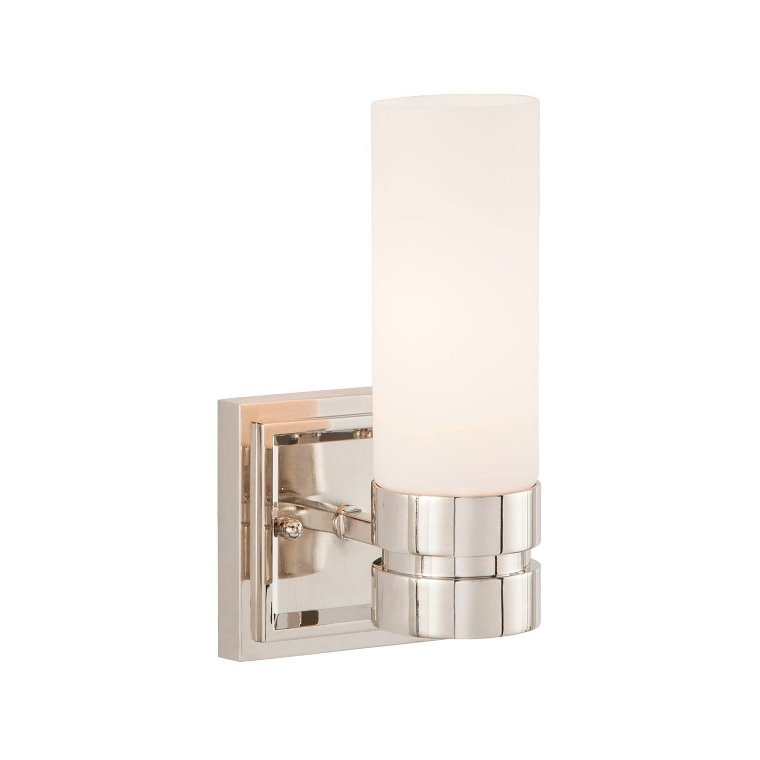 Polished Chrome Frosted Glass Bathroom Sconce I362