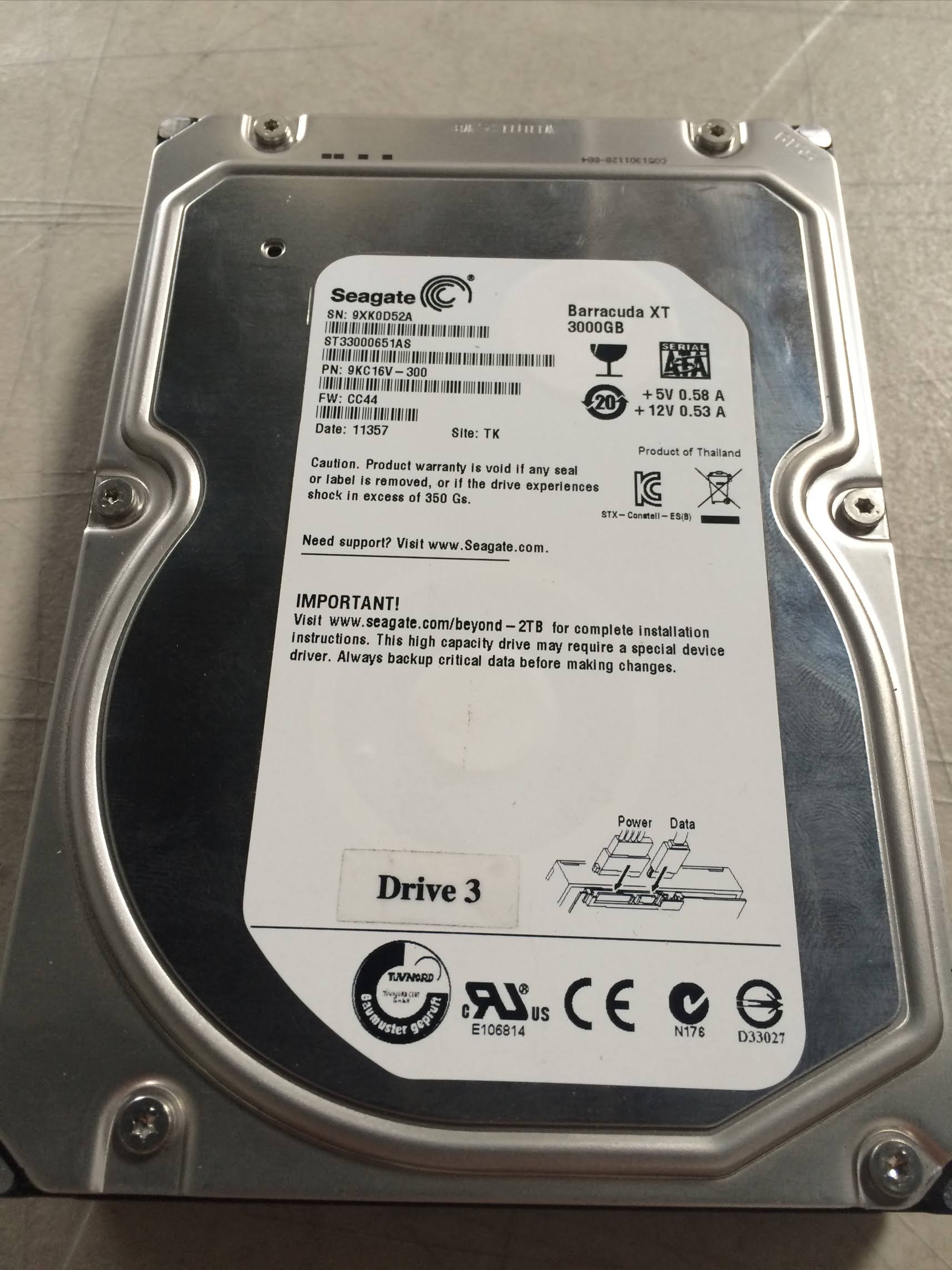 3 TB Internal HDD SATA 6Gb/s 7,200 rpm Q29925