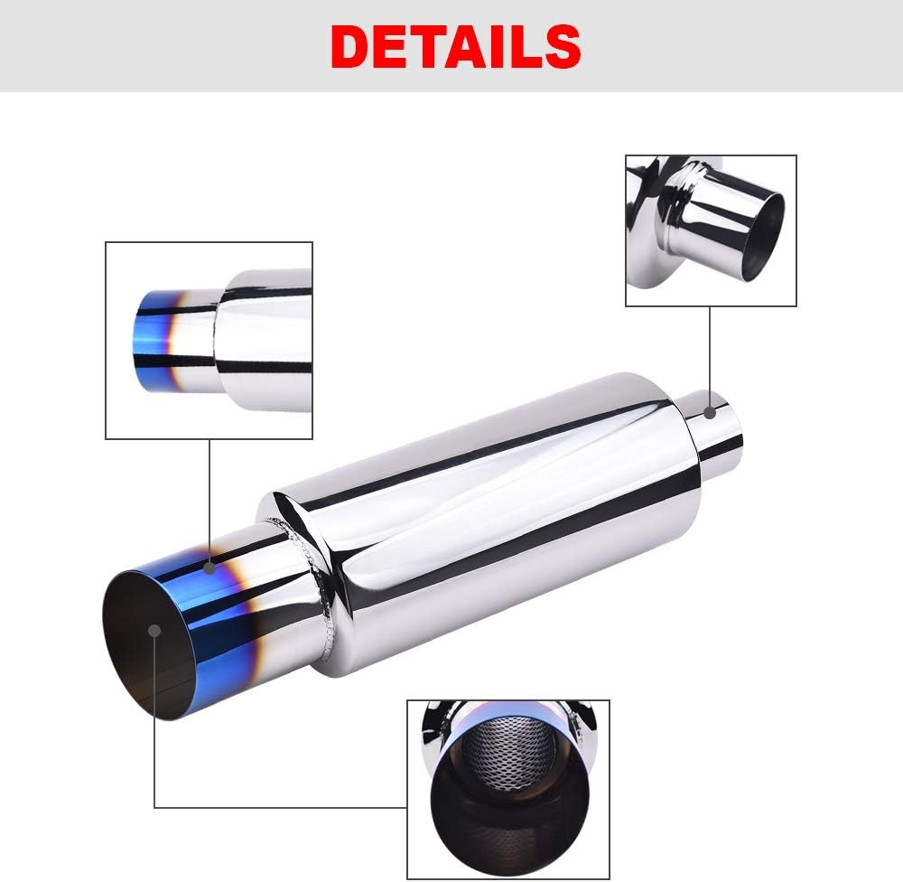 2.5 Inlet 4 Outlet Stainless Steel Exhaust Muffler, Pack of 2 D832