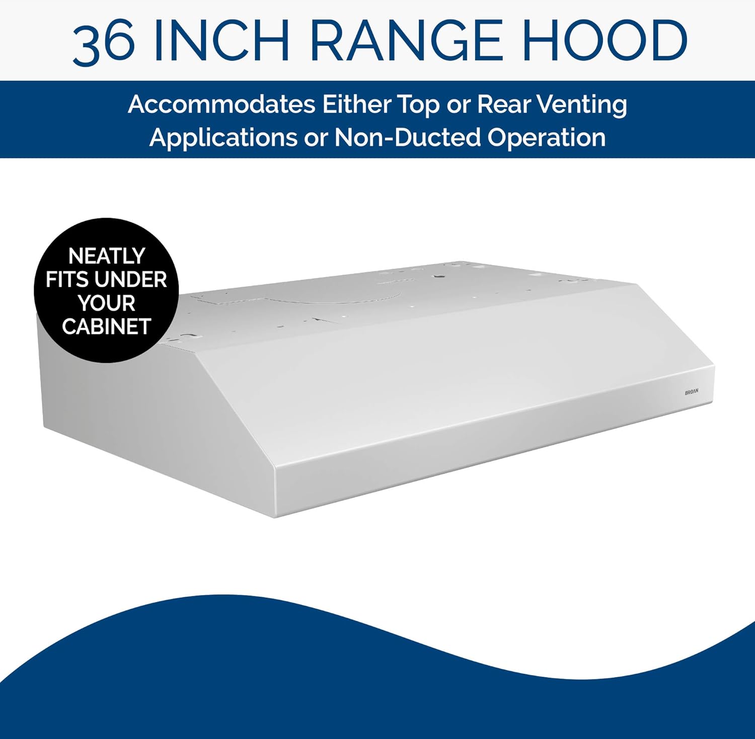 White 36-inch Under Cabinet Range Hood with Light U351