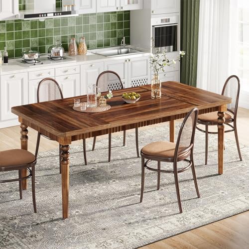 Oak Rectangular Dining Table with Wood Turned Legs, 63-Inch G1762