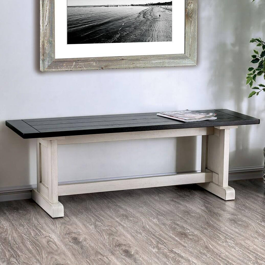 Espresso White Bench X11785