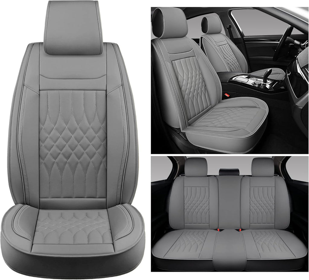 Black and Red Leather Car Seat Covers Full Set K124023