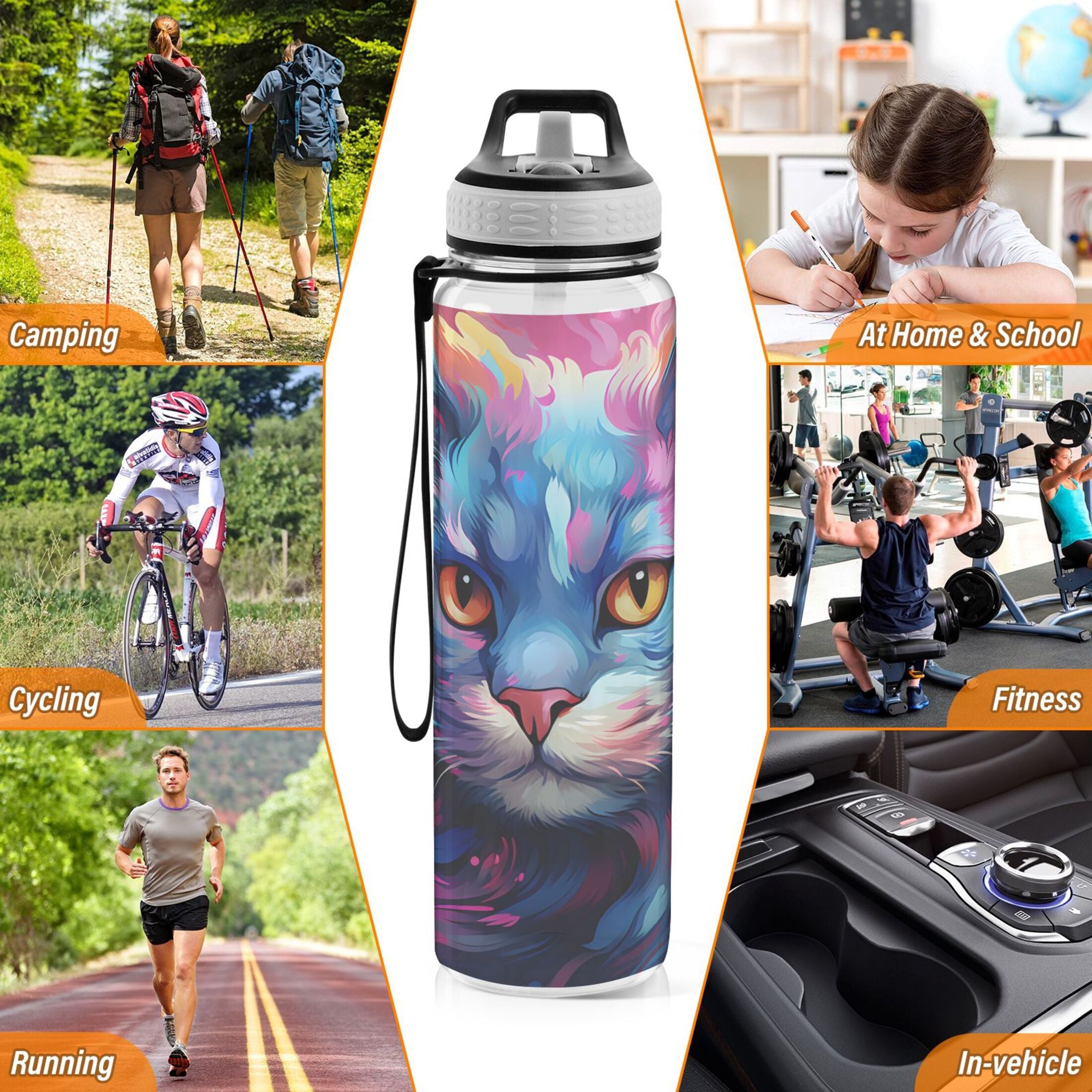 32oz Tritan Leakproof Water Bottle with Straw M127