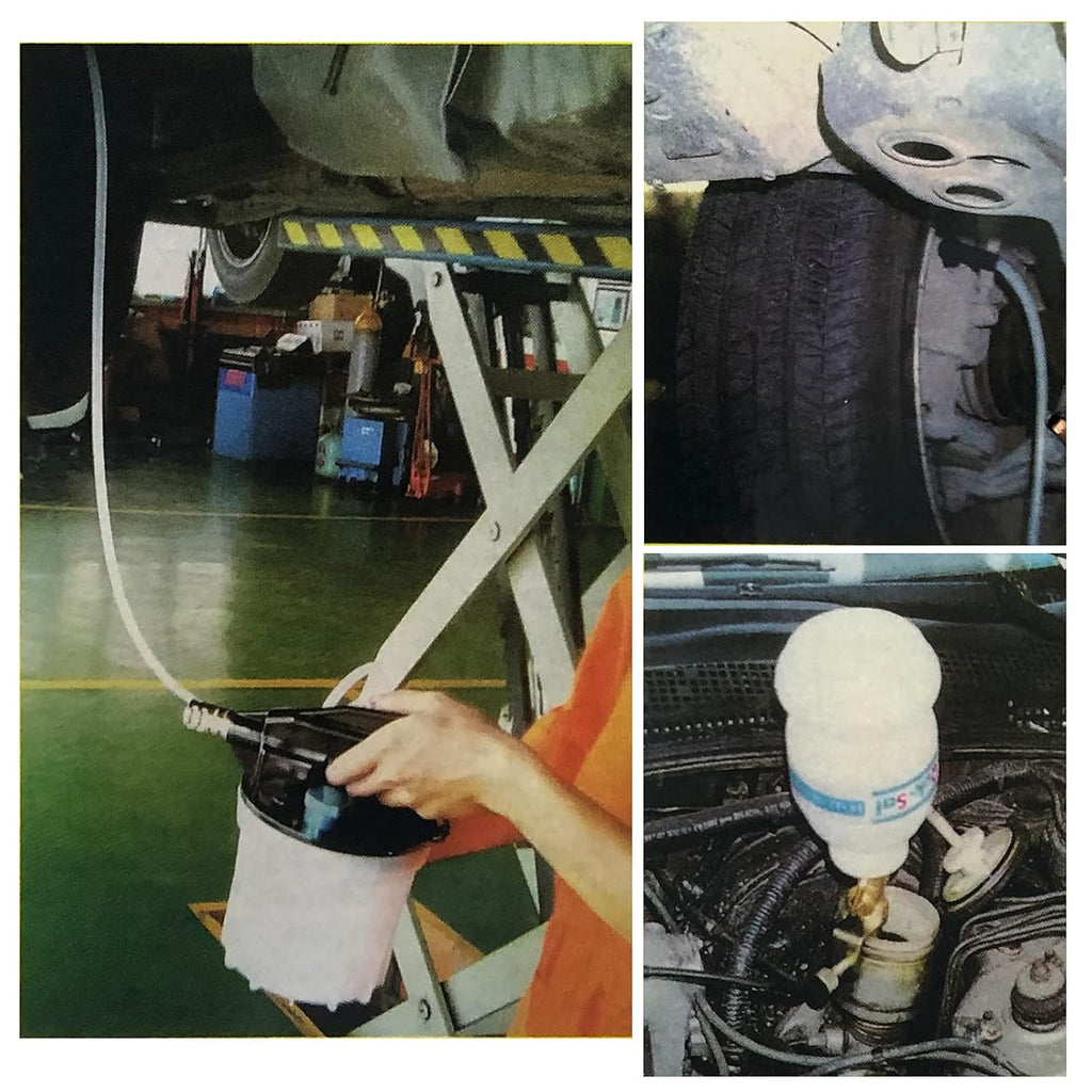 2L Vacuum Brake Bleeder Kit with 2L Brake Fluid Extractor and 1L Refilling Bottle, Two Silicon Hoses C62340
