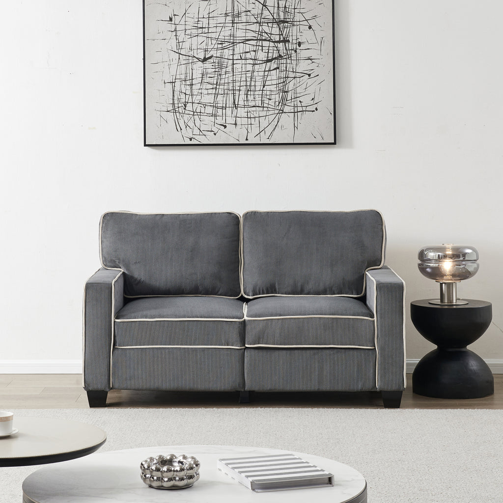 Dark Grey Corduroy Sofa Loveseat with Storage N72231
