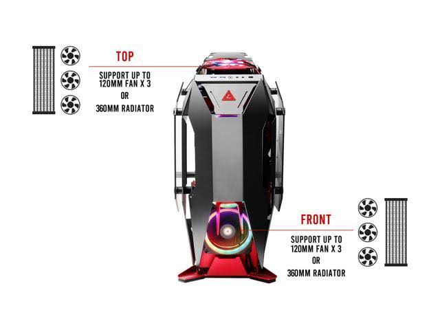 Black Red Aluminum ATX Mid Tower Computer Case X8219