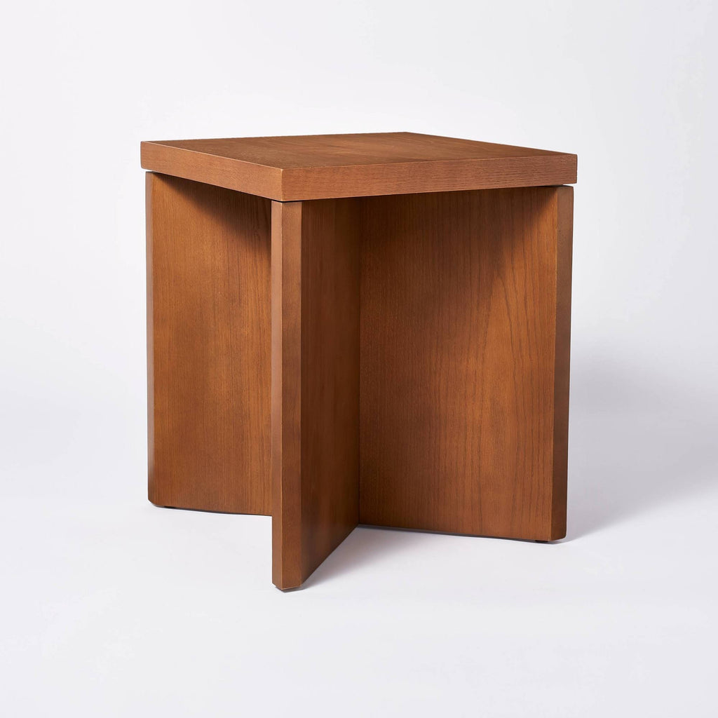 Square Wooden Accent Table Brown I409