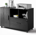 Black Wood Lateral File Cabinet with Lock X2251