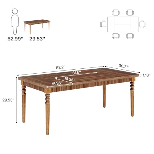 Oak Rectangular Dining Table with Wood Turned Legs, 63-Inch G1762