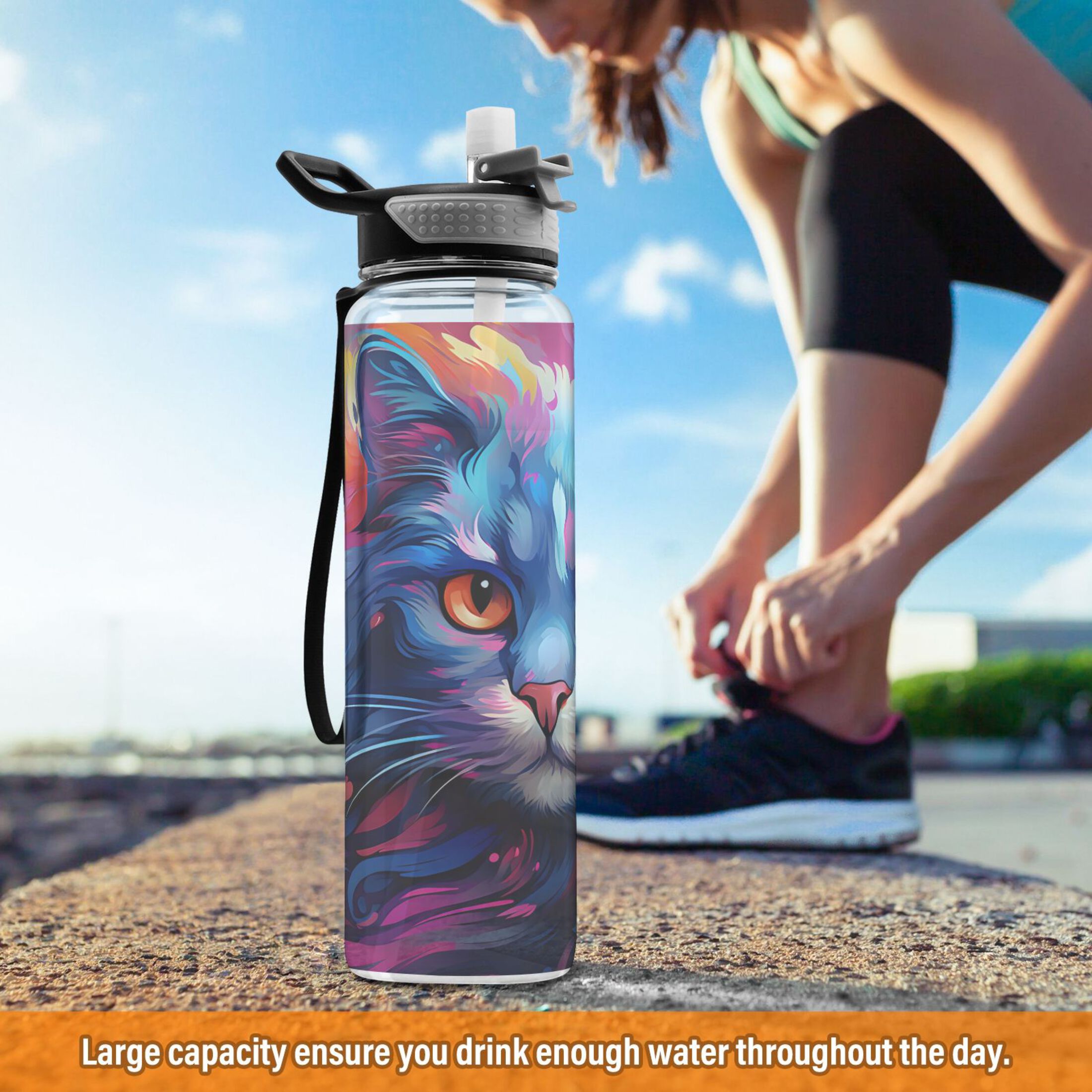 32oz Tritan Leakproof Water Bottle with Straw M127