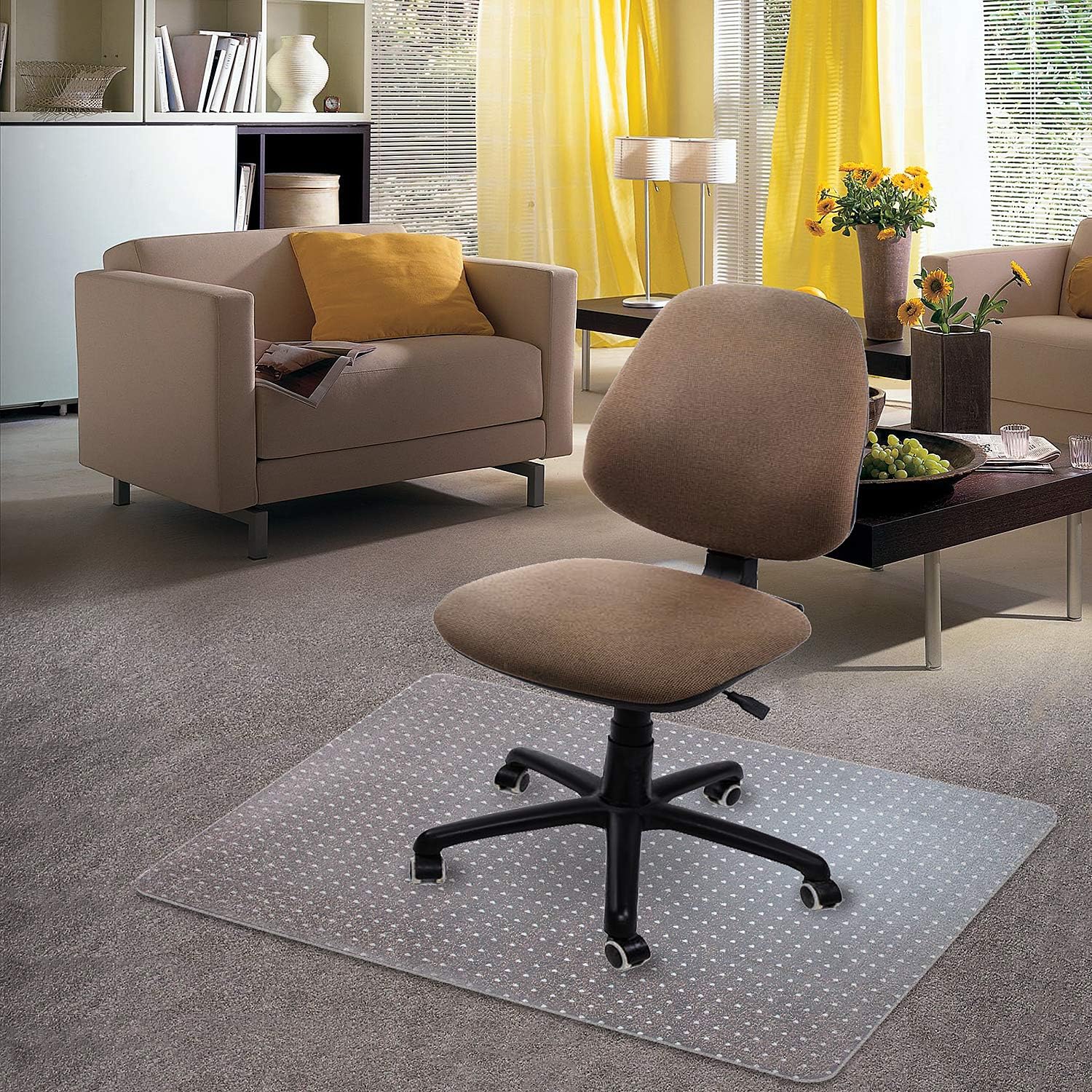 Clear Studded PVC Carpet Chair Mat Q706653