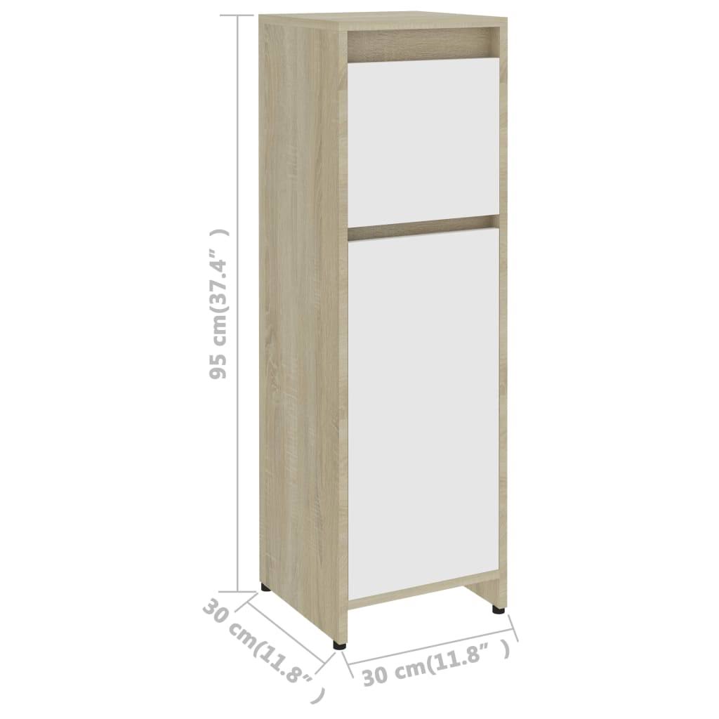 White and Sonoma Oak Bathroom Cabinet Chipboard Q11411