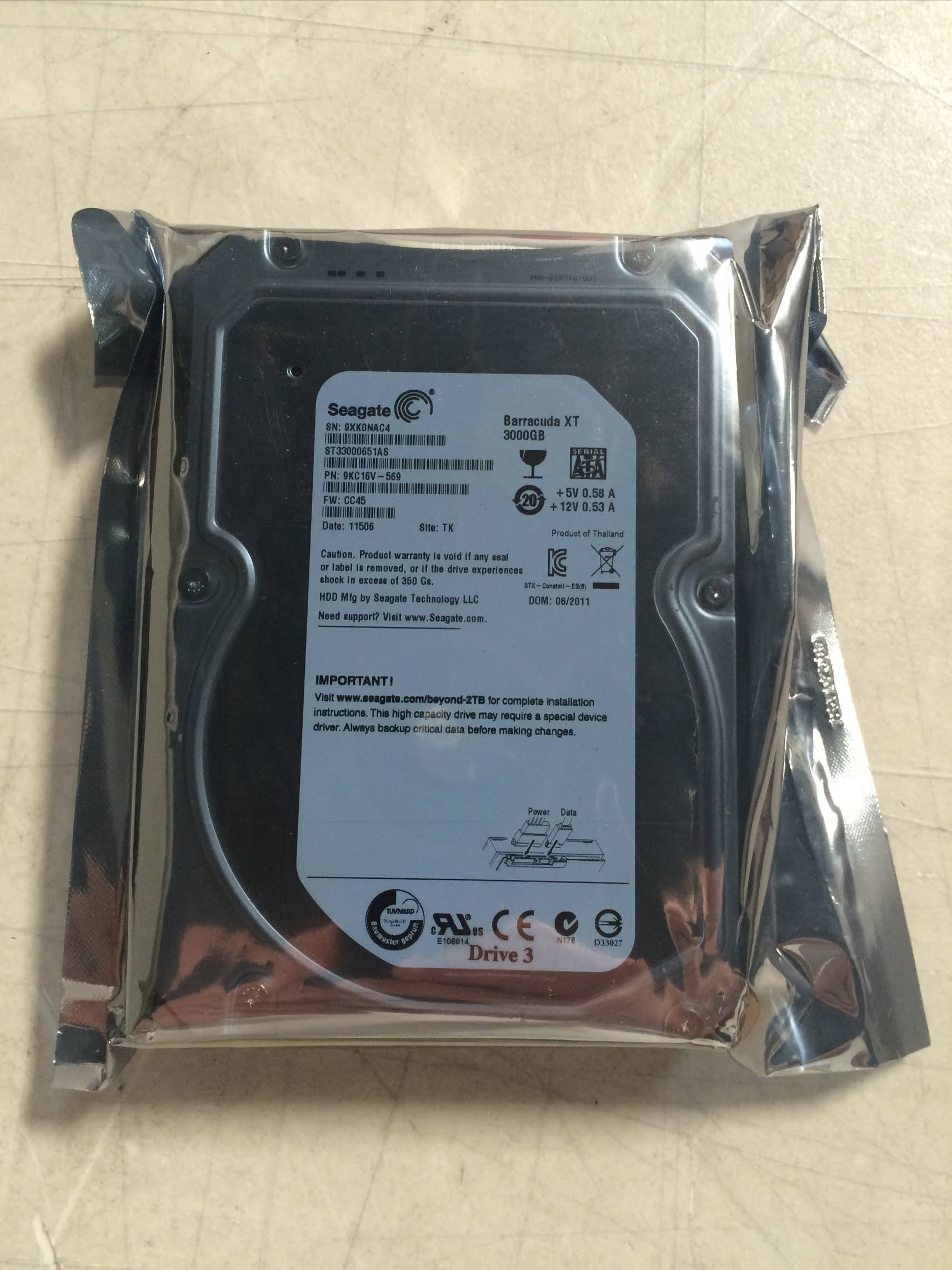 3 TB Internal HDD SATA 6Gb/s 7,200 rpm Q29925