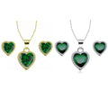 24k Yellow and White Gold 1/2Ct Emerald Necklace Set 18 inch U5264