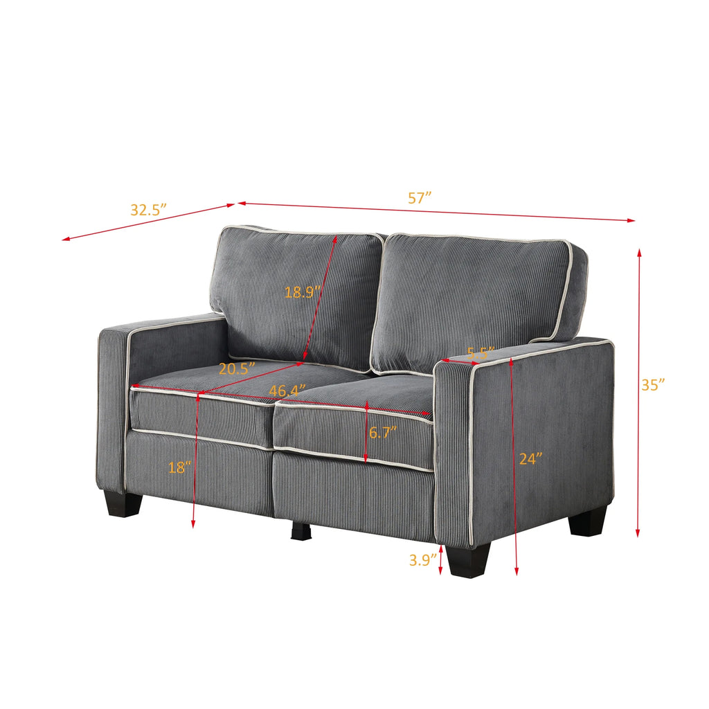 Dark Grey Corduroy Sofa Loveseat with Storage N72231
