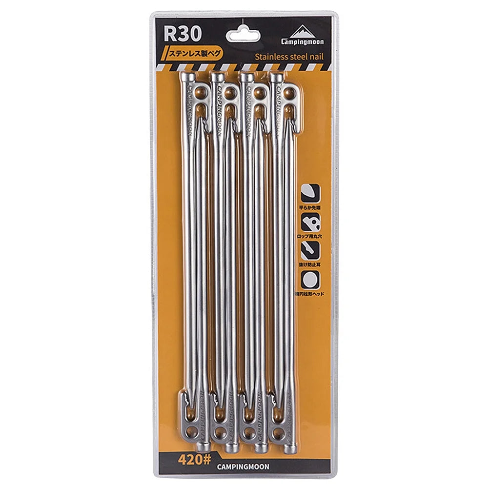 Heavy Duty Steel Tent Stakes Pegs with Hook and Hole Design W984